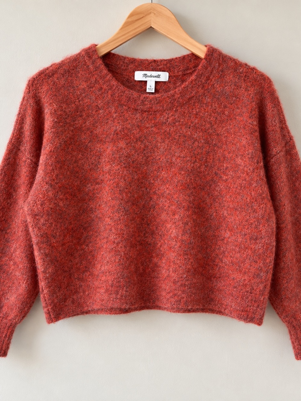 Madewell Brick Red Heathered Crewneck Sweater